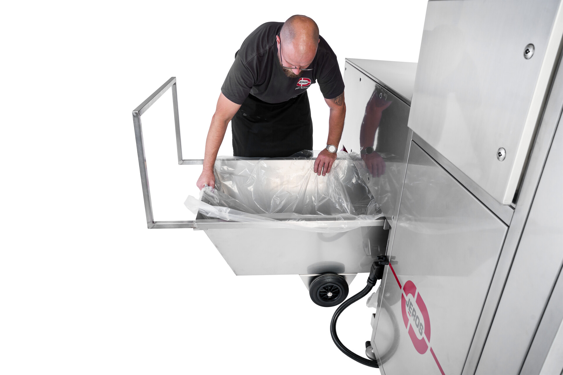 The high-speed steel or nylon cleaning brushes remove burnt-on deposits from the trays into the waste collection container. This container must be emptied regularly to ensure optimal cleaning of the trays.